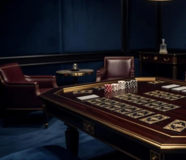 Private card lounge table arranged for in-person card games at Ashandaceclub
